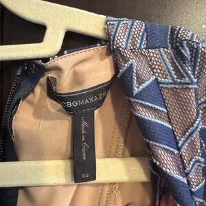 BCBGMaxAzria Blue and Tan Geometric Design